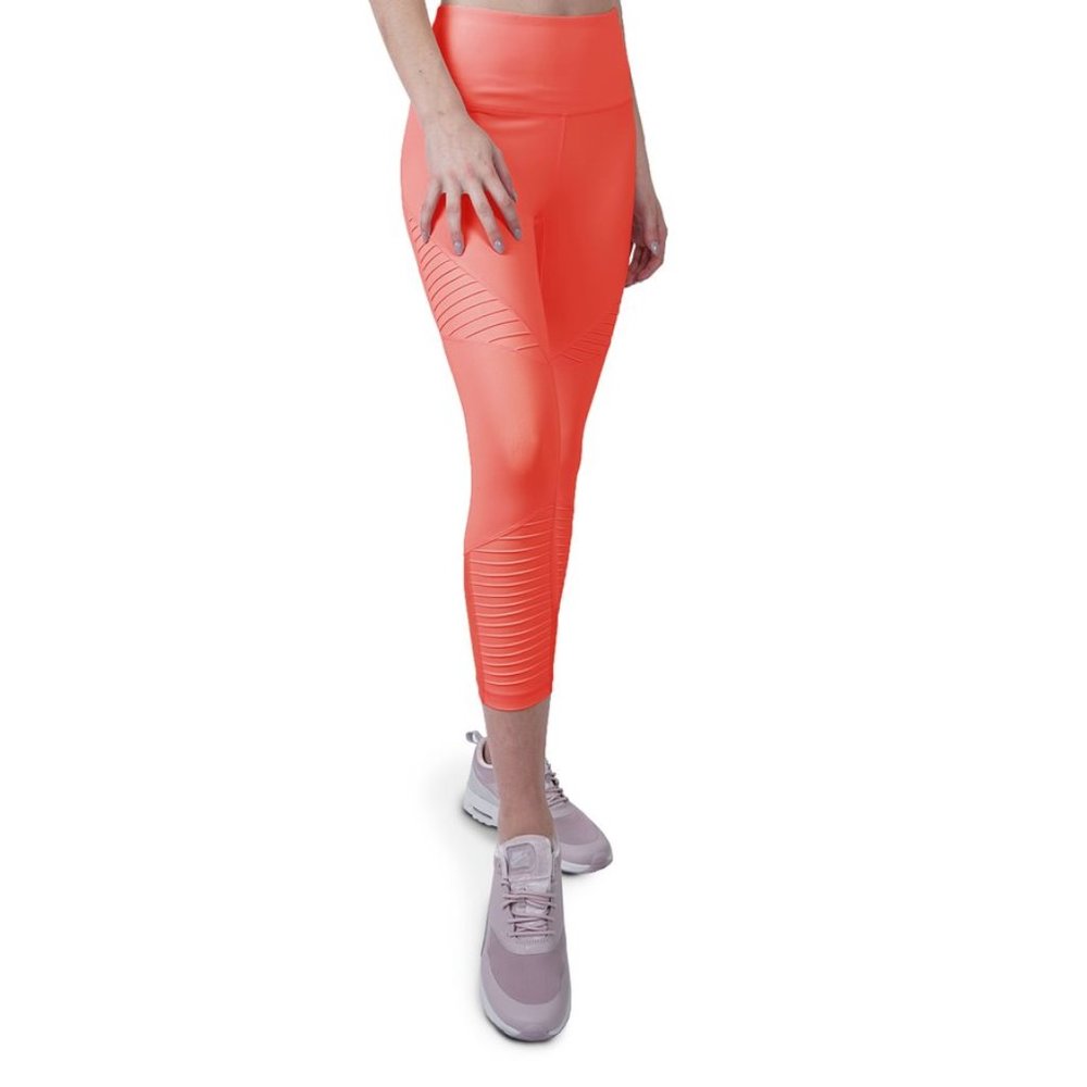 7/8 MOTO LEGGINGS IN HOT CORAL